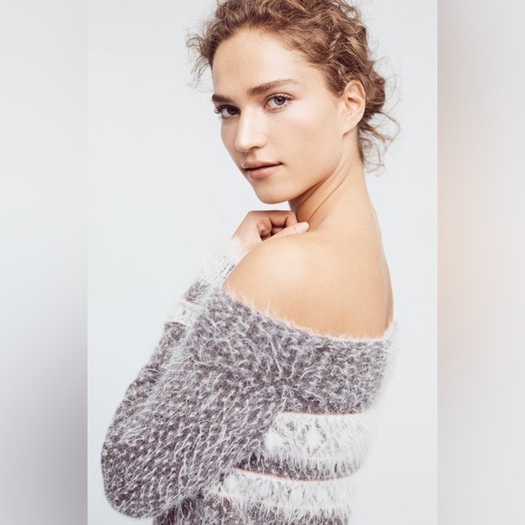 Anthropologie Sleeping On Snow FAROE Soft Fair Isle Off Shoulder Wool Sweater - Picture 3 of 11